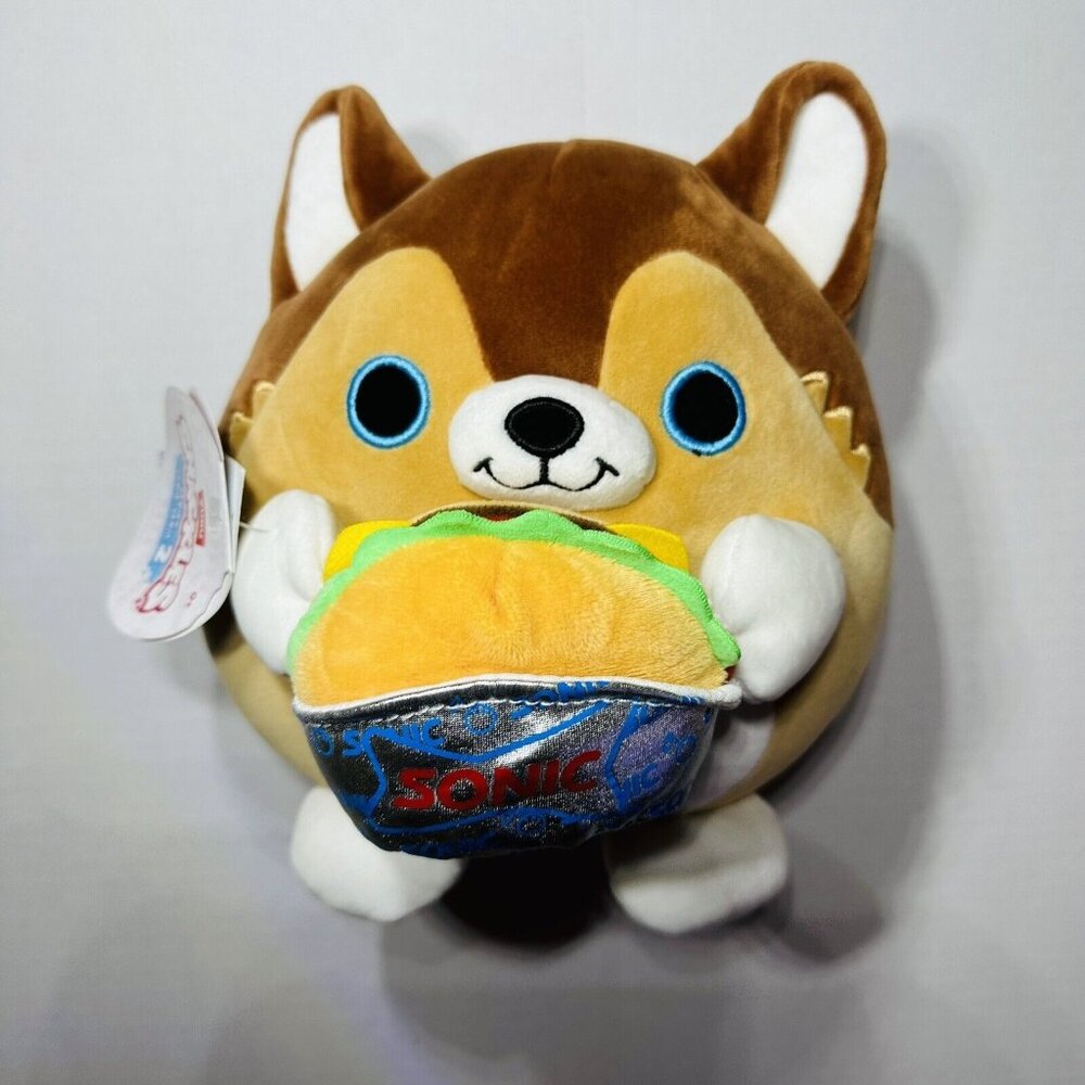 Snackles 8" LUCAS Sonic Puppy Dog W/ Cheeseburger Plush